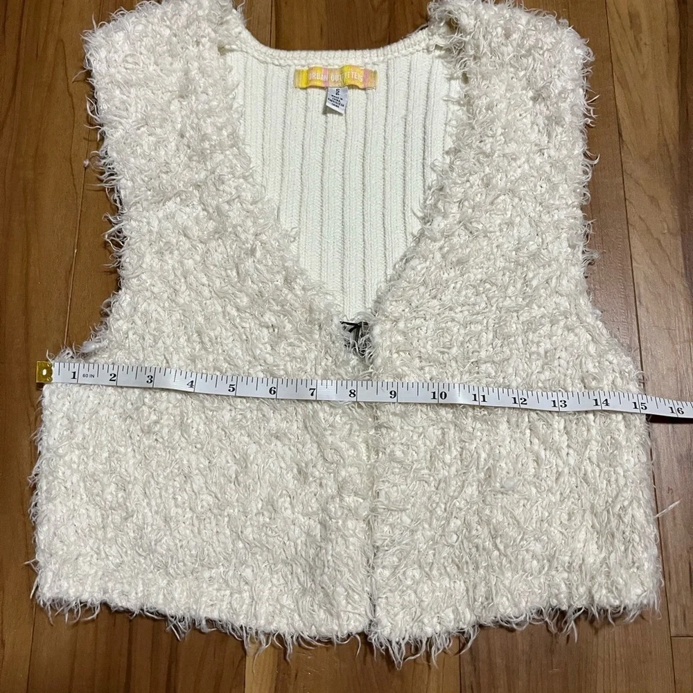 Urban Outfitters Cream Fuzzy Knit Vest | Y2K Cozy Chic | Size S